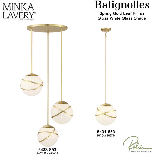Batignolles By Robin Baron 3 Light 24.75 inch Spring Gold Leaf Pan Pendant Ceiling Light